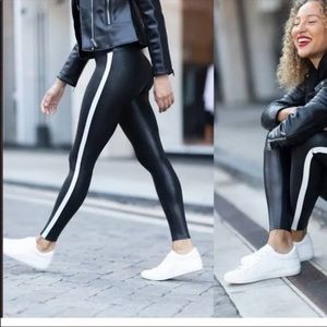 Spanx Pants & Jumpsuits Spanx Faux Leather Leggings Side Stripe